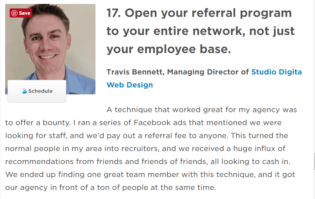Find good employees with a referral program