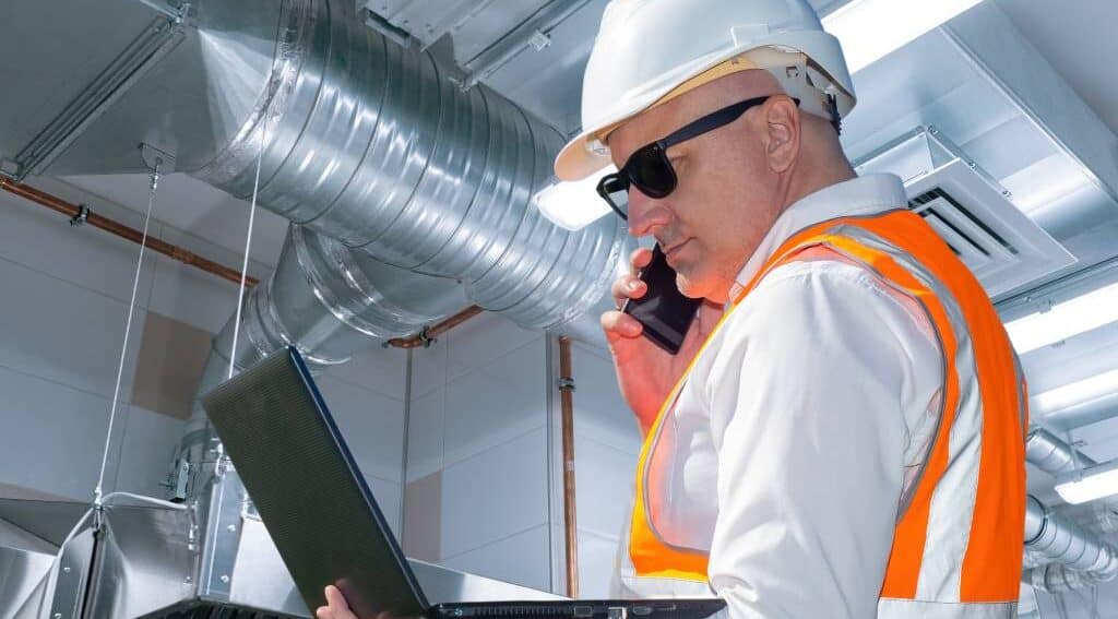 Hvac professional on computer